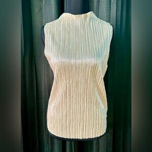Eri + Ali Gold Ribbed Sleeveless Top, Size L